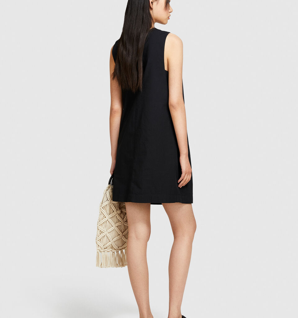 Sleeveless dress with crochet - women's short dresses - Black | Sisley image number 3